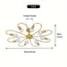 8-Light Flower-Shaped Semi-Flush Mount Light, Modern Gold Sputnik Ceiling Light Fixture Ceiling Lamp Chandelier for Living Room Kitchen-ErisView