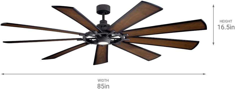 85 in. Ceiling Fan with Lights, 9 Blade Modern Industrial Looking Ceiling Fan, Large Black Ceiling Fan-2-ErisView