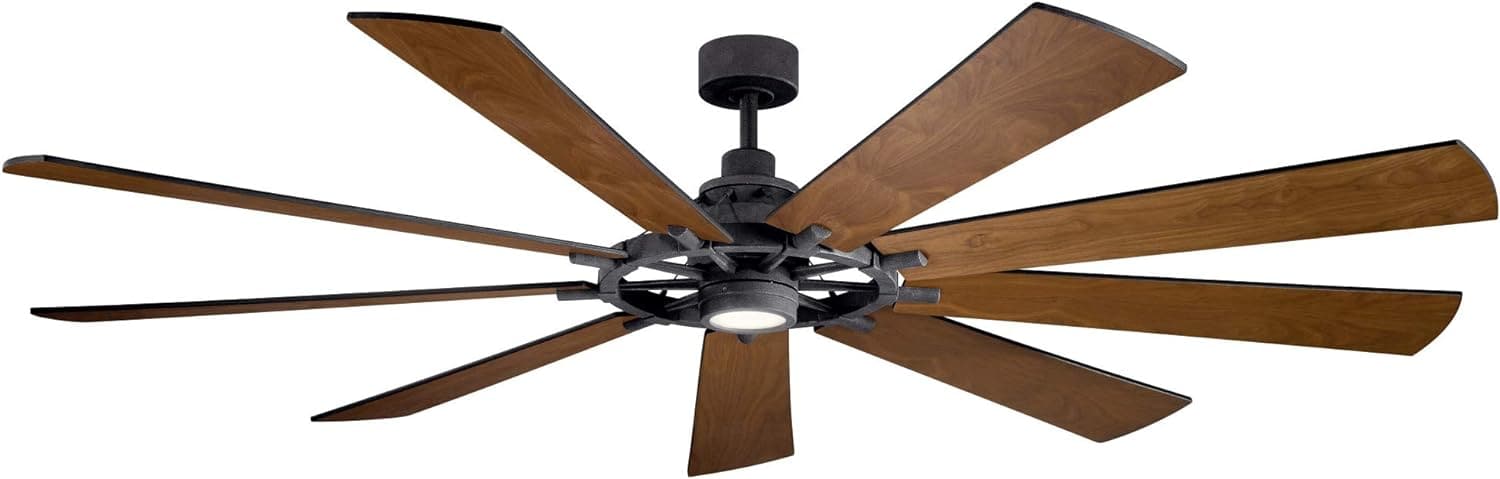 85 in. Ceiling Fan with Lights, 9 Blade Modern Industrial Looking Ceiling Fan, Large Black Ceiling Fan-1-ErisView