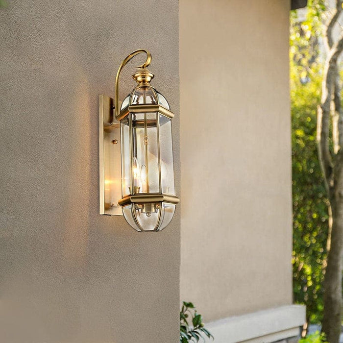 Antique Copper Outdoor Wall Sconce with Glass Lampshade, Elegant Retro Lantern Design for Gardens, Balconies, and Hallways, Rust Resistant & Durable-ErisView-2