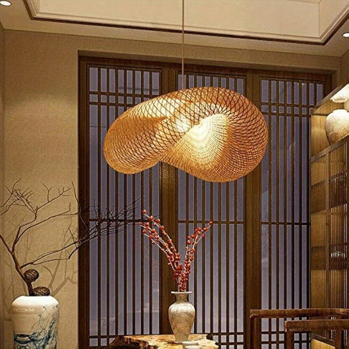 Bamboo Pendant Light, Nest Shape Pendant Light, Hanging Ceiling Lighting Fixture for Living Room Bedroom Restaurant Cafe-ErisView