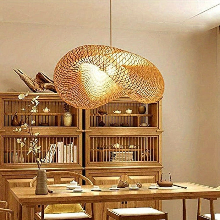 Bamboo Pendant Light, Nest Shape Pendant Light, Hanging Ceiling Lighting Fixture for Living Room Bedroom Restaurant Cafe-ErisView