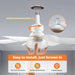 Base 20 in. Small Ceiling Fan with Lights, Socket Fan Light with Remote, Dimmable and Fan Light, Screw In White Ceiling Fan, Bedroom Ceiling Fans-3-ErisView