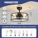 Black Caged Ceiling Fan with Light, Industrial Ceiling Fans with Remote Control, Fandelier for Bedroom Kitchen Dining Room-3-ErisView