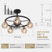 Black Chandelier Ceiling Fan with Lights and Remote Control, Reversible Quiet Ceiling Fans with Globe Glass Lampshade-3-ErisView