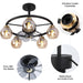 Black Chandelier Ceiling Fan with Lights and Remote Control, Reversible Quiet Ceiling Fans with Globe Glass Lampshade-5-ErisView