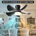 Black Modern Smart Ceiling Fan with Light and Remote, Compatible with Alexa and Google Assistant, Small Ceiling Fan for Bedroom Kitchen Dining Living Room-4-ErisView