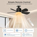 Black Socket Fan Light, Small Ceiling Fan with Lights and Remote, Dimmable LED Socket Ceiling Fan for Bedroom Kitchen Living Room Closet Garage-6-ErisView