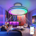 Bladeless Ceiling Fan, Enclosed Ceiling Fan with Light, RGB Ceiling Fan with APP Control and Music Speaker, Low Profile Ceiling Fan for Bedroom Living Room-2-ErisView