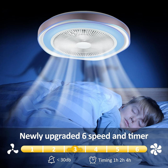 Bladeless Enclosed Ceiling Fan with Light APP Control and Music Speaker, Low Profile Ceiling Fan for Bedroom Living Room Party-7-ErisView