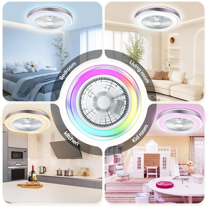 Bladeless Enclosed Ceiling Fan with Light APP Control and Music Speaker, Low Profile Ceiling Fan for Bedroom Living Room Party-9-ErisView