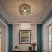 Bohemia Style Dome-Shaped Wood Beaded Teal Flush Mount Ceiling Light for Bedroom Dining Room Hallway Entryway-ErisView