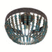 Bohemia Style Dome-Shaped Wood Beaded Teal Flush Mount Ceiling Light for Bedroom Dining Room Hallway Entryway-ErisView