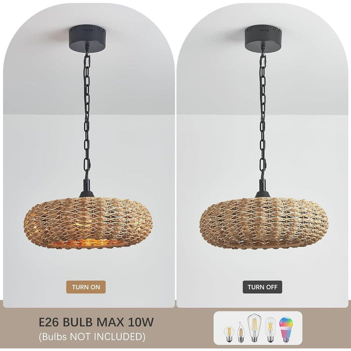 Boho Rattan Ceiling Fan Chandelier Fan Light Fixtures, Farmhouse Ceiling Fan for Dining Room Bedroom Living Room Kitchen-8-ErisView