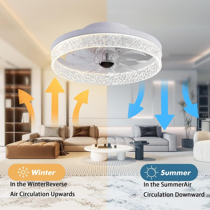 Ceiling Fan with Light, Recessed Ceiling Fan with Light and Remote, Bladeless Ceiling Light Fan, Dimmable Bedroom Ceiling Fans, Kitchen Ceiling Fans-3-ErisView