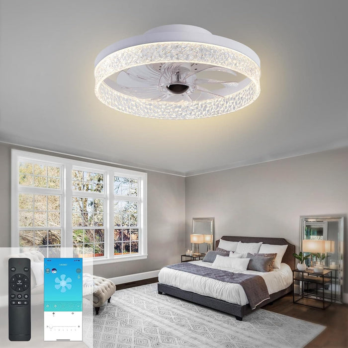 Ceiling Fan with Light, Recessed Ceiling Fan with Light and Remote, Bladeless Ceiling Light Fan, Dimmable Bedroom Ceiling Fans, Kitchen Ceiling Fans-1-ErisView