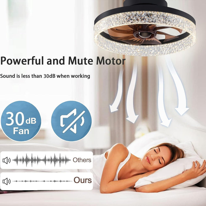 Ceiling Fan with Light, Recessed Ceiling Fan with Light and Remote, Bladeless Fan Ceiling Light, Dimmable Bedroom Ceiling Fans, Kitchen Ceiling Fans-2-ErisView