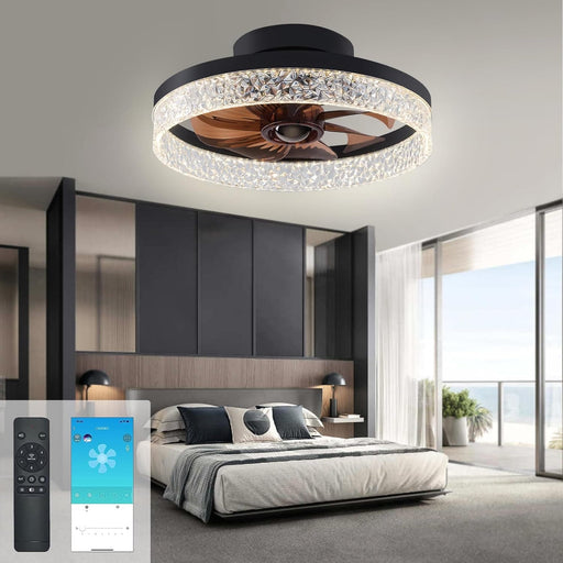 Ceiling Fan with Light, Recessed Ceiling Fan with Light and Remote, Bladeless Fan Ceiling Light, Dimmable Bedroom Ceiling Fans, Kitchen Ceiling Fans-1-ErisView