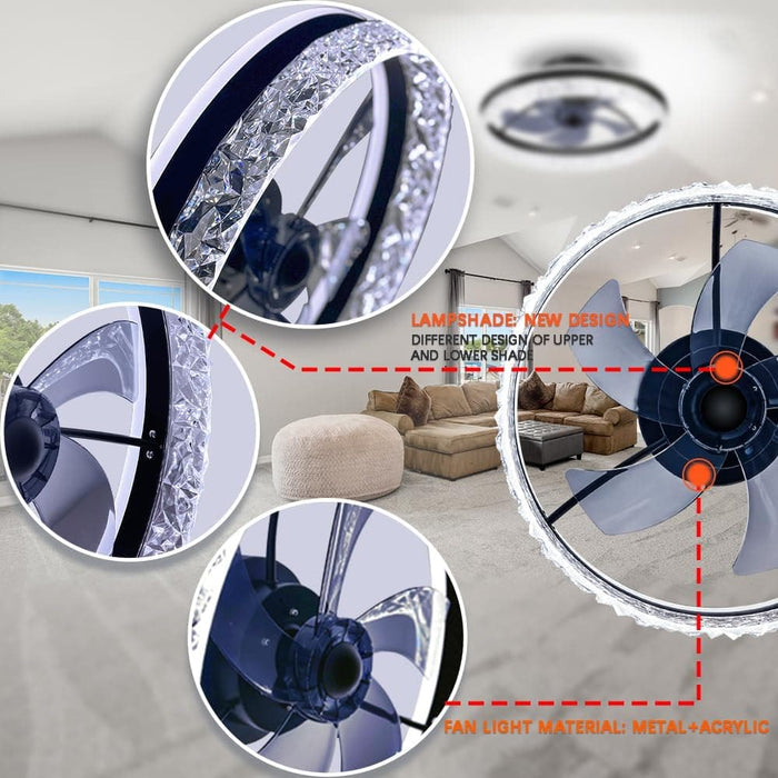 Ceiling Fan with Low Profile Light with Remote APP Control, Flush Mount Ceiling Fan with Bluetooth Speakers, Small Bedroom Ceiling Fans-2-ErisView