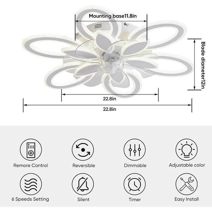 Ceiling Fans with Lights, Modern Dimmable Chandelier Ceiling Fan with Remote Control for Living Room Bedroom Dining Room-8-ErisView