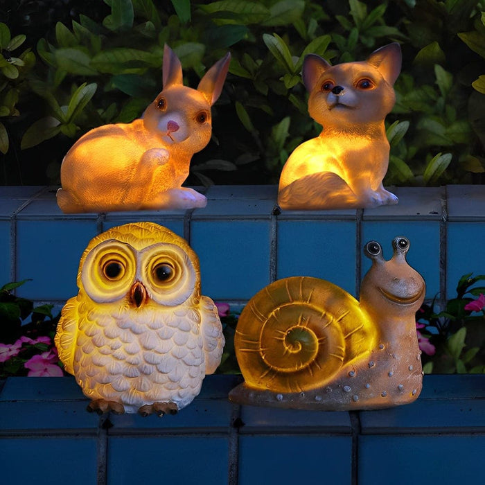 Charming Resin Animal Solar Lamps for Yard, Lawn, Patio, Balcony, or Garden, Choose from Dog, Rabbit, Snail, or Owl, Durable and Weather-Resistant-ErisView-5