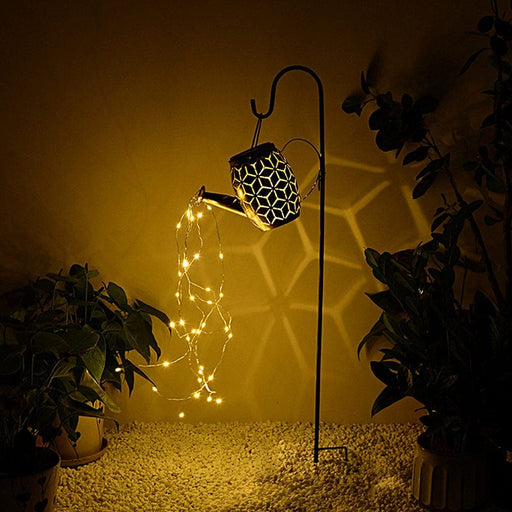 Charming Solar-Powered Hanging Kettle Lights with LED Strings, Waterproof Outdoor Garden Lanterns in Geometric and Leaf Designs-ErisView-1