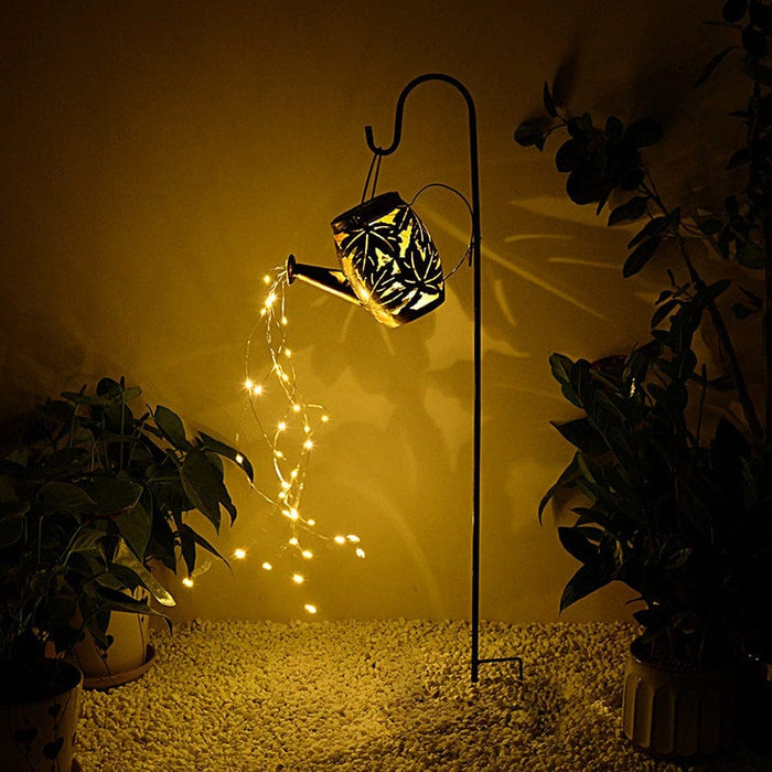 Charming Solar-Powered Hanging Kettle Lights with LED Strings, Waterproof Outdoor Garden Lanterns in Geometric and Leaf Designs-ErisView-10