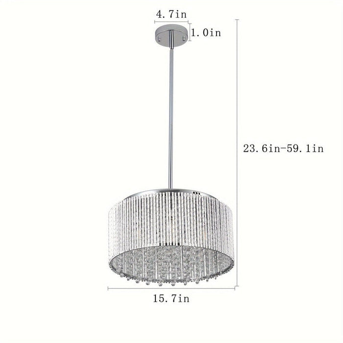 Chrome Crystal Chandelier Pendant Light, Modern Round Crystal Hanging Pendant Light Chandelier for Dining Room Kitchen Bedroom Living Room-ErisView