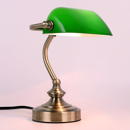 Classic Green Banker Lamp Desk Lamp with Bronze Finish, Vintage Reading Table Lamp for Home Office Nightstand Bedside Study Desk Library-ErisView