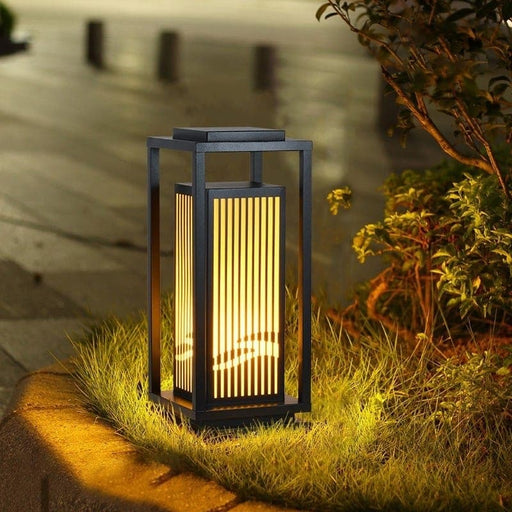 Classic Retro Style Minimalist Landscape Lighting with Rectangular Metal Lamp Body and Exquisite Lampshade for Unique Outdoor Decoration-ErisView-1