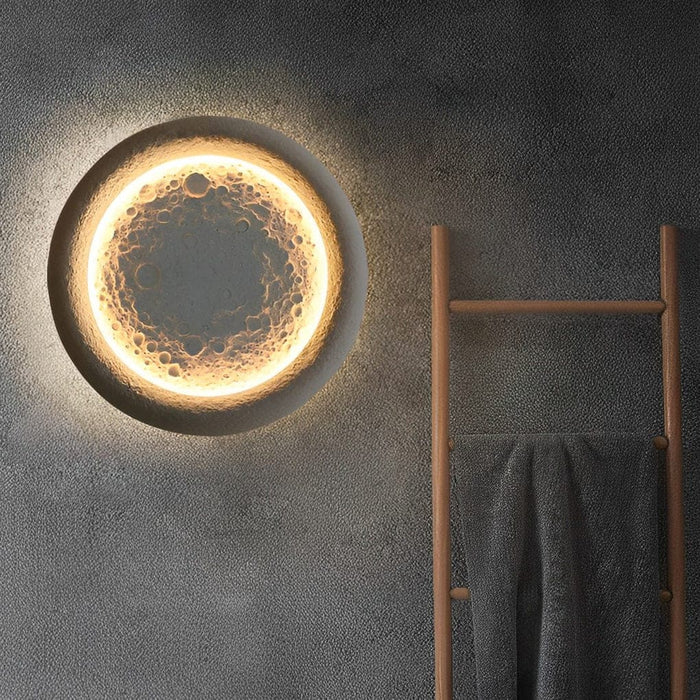 Concrete Lunar Surface-Inspired Outdoor Wall Light with Warm White LED, Waterproof and Artistic Design for Porch and Garden Spaces-ErisView-3