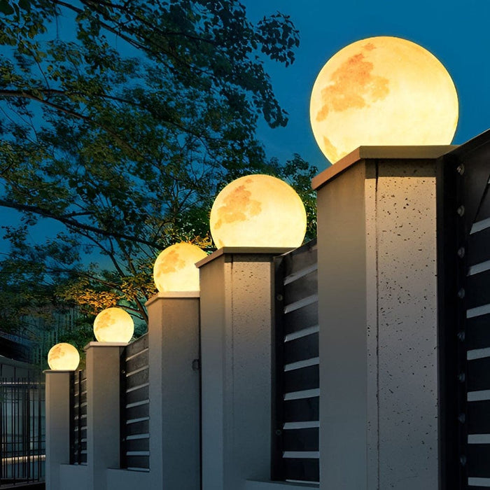 Creative Moon Shaped Outdoor Solar Light with Realistic Texture, Gradient Lighting, and IP65 Waterproof Design for Fence Posts and Gardens-ErisView-2