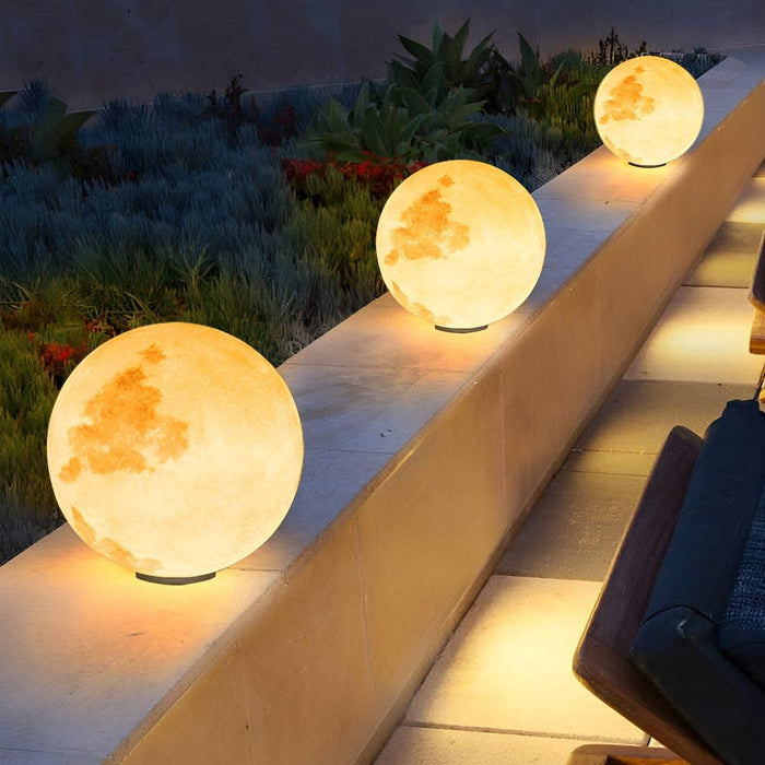 Creative Moon Shaped Outdoor Solar Light with Realistic Texture, Gradient Lighting, and IP65 Waterproof Design for Fence Posts and Gardens-ErisView-3