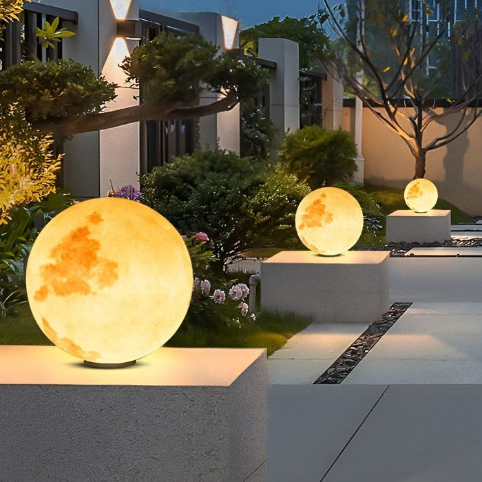 Creative Moon Shaped Outdoor Solar Light with Realistic Texture, Gradient Lighting, and IP65 Waterproof Design for Fence Posts and Gardens-ErisView-6