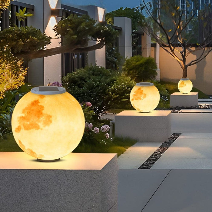 Creative Moon Shaped Outdoor Solar Light with Realistic Texture, Gradient Lighting, and IP65 Waterproof Design for Fence Posts and Gardens-ErisView-7