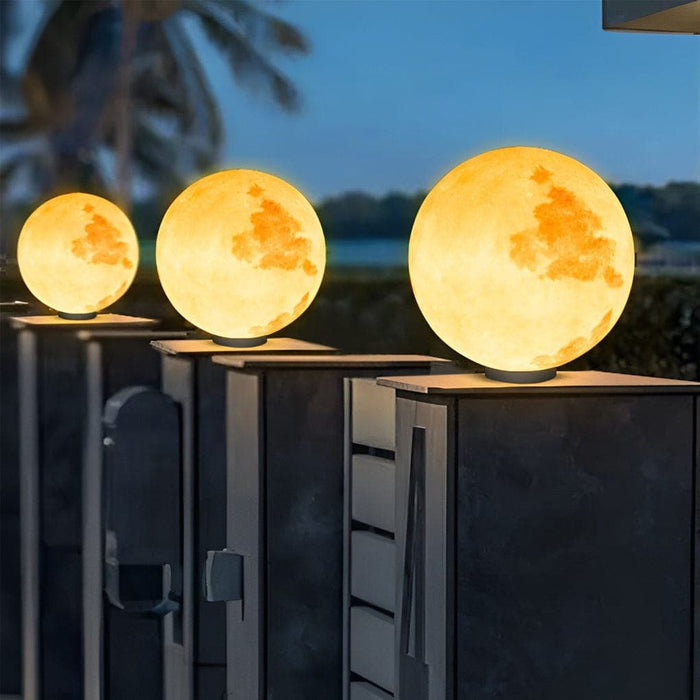 Creative Moon Shaped Outdoor Solar Light with Realistic Texture, Gradient Lighting, and IP65 Waterproof Design for Fence Posts and Gardens-ErisView-1