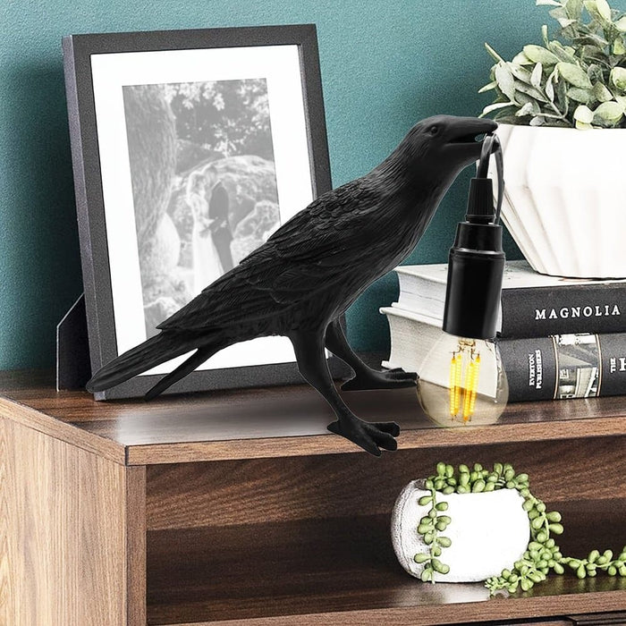 Crow Shaped Table Lamp Desk Lamp for Props, Unique Black Bird Accent Decor Table Lamps Light for Living Room Office Bedroom on Desk ErisView