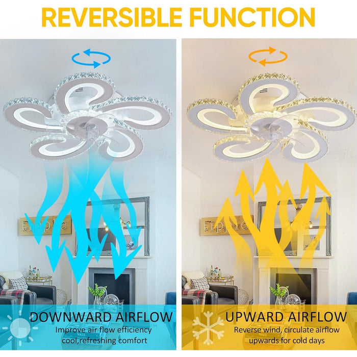 Crystal Ceiling Fan, Outdoor Ceiling Fans with Light and Remote for Bedroom Living Room Lining Room-4-ErisView