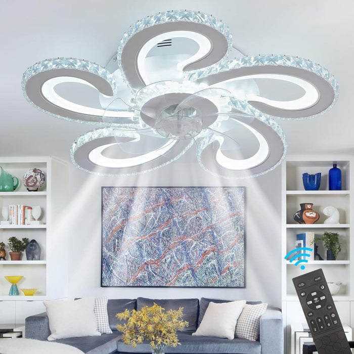 Crystal Ceiling Fan, Outdoor Ceiling Fans with Light and Remote for Bedroom Living Room Lining Room-8-ErisView