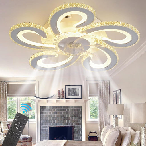 Crystal Ceiling Fan, Outdoor Ceiling Fans with Light and Remote for Bedroom Living Room Lining Room-1-ErisView