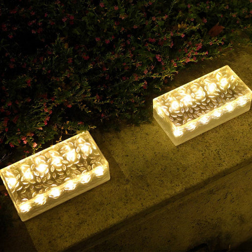 Durable Acrylic Rectangular Solar Brick Lights, Waterproof, Warm/White LED, Easy Installation, Perfect for Garden, Lawn, Pathway, Set of 2-ErisView-1