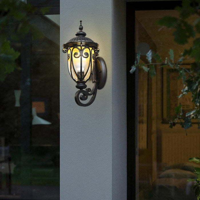 Durable Aluminum Alloy Outdoor Wall Light with Antique Lantern Style and Bubble Glass Shade for Gardens, Balconies, and Corridors-ErisView-2