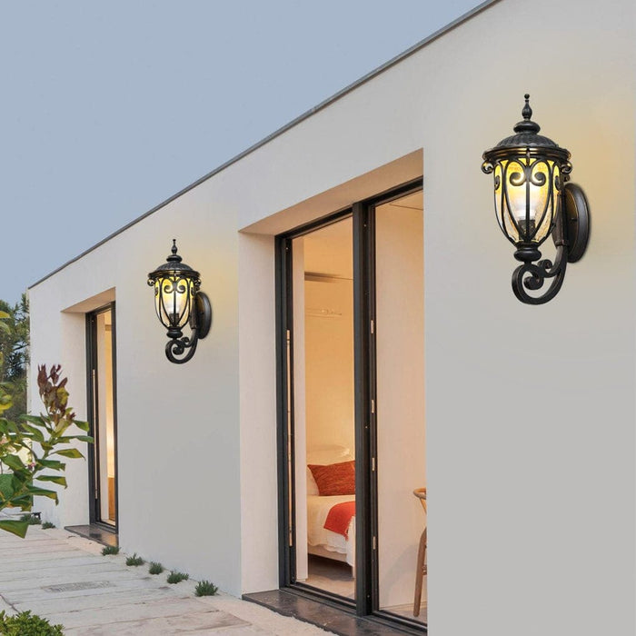 Durable Aluminum Alloy Outdoor Wall Light with Antique Lantern Style and Bubble Glass Shade for Gardens, Balconies, and Corridors-ErisView-4