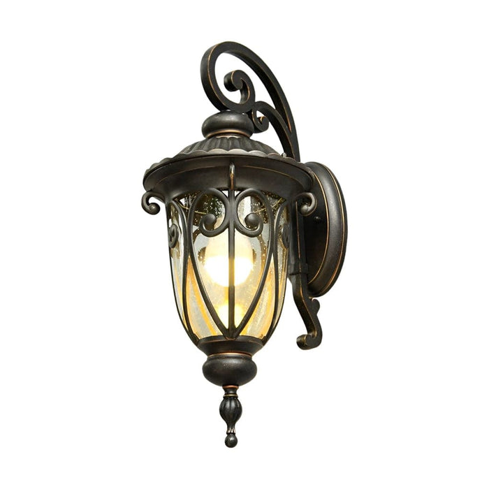 Durable Aluminum Alloy Outdoor Wall Light with Antique Lantern Style and Bubble Glass Shade for Gardens, Balconies, and Corridors-ErisView-5