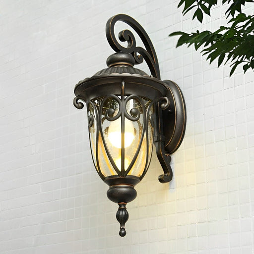 Durable Aluminum Alloy Outdoor Wall Light with Antique Lantern Style and Bubble Glass Shade for Gardens, Balconies, and Corridors-ErisView-1