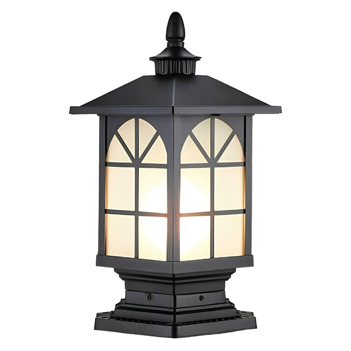 Durable Aluminum Post Lamp with Frosted Glass Shade, Waterproof, Rust-Proof, Ideal for Garden, Villa Fence, and Gate Post, 3 Styles Available-ErisView-14