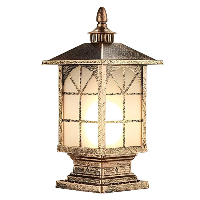 Durable Aluminum Post Lamp with Frosted Glass Shade, Waterproof, Rust-Proof, Ideal for Garden, Villa Fence, and Gate Post, 3 Styles Available-ErisView-17