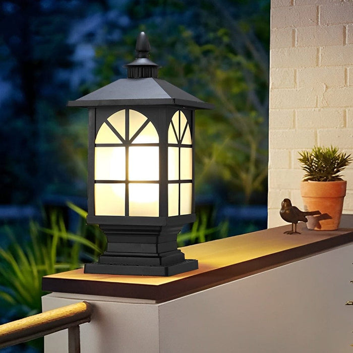 Durable Aluminum Post Lamp with Frosted Glass Shade, Waterproof, Rust-Proof, Ideal for Garden, Villa Fence, and Gate Post, 3 Styles Available-ErisView-2