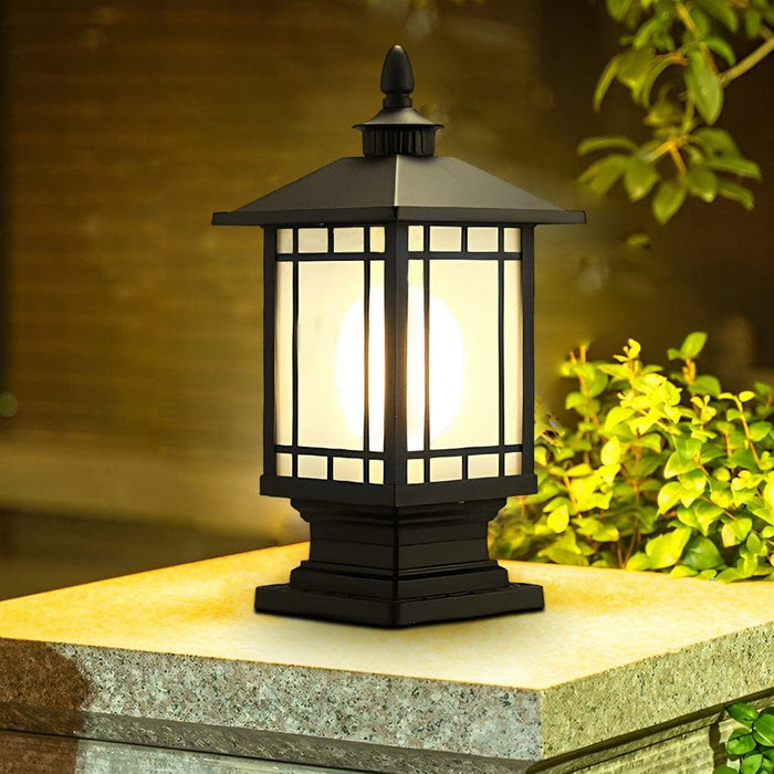 Durable Aluminum Post Lamp with Frosted Glass Shade, Waterproof, Rust-Proof, Ideal for Garden, Villa Fence, and Gate Post, 3 Styles Available-ErisView-3