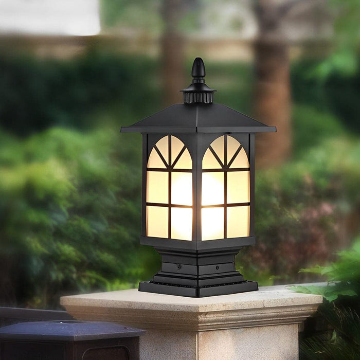 Durable Aluminum Post Lamp with Frosted Glass Shade, Waterproof, Rust-Proof, Ideal for Garden, Villa Fence, and Gate Post, 3 Styles Available-ErisView-8